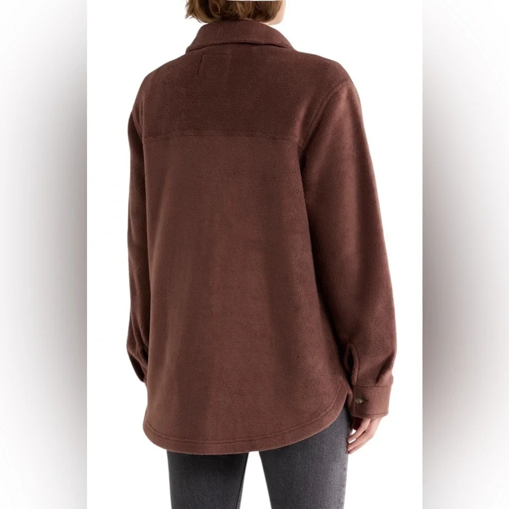 Thread & Supply Cozy Polar Fleece Shacket aka Shirt Jacket NWT M Chocolate Brown - Picture 2 of 10